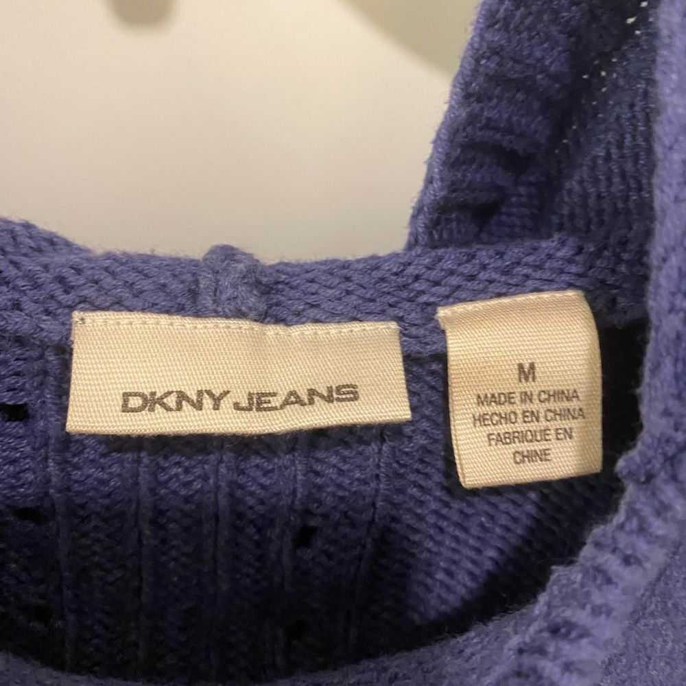 DKNY Jeans Hooded Long Sleeve Slouchy Sweater. Blue. Medium. Streetwear, Grunge - Picture 3 of 11